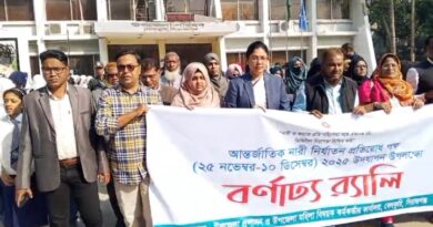বেলকুচিতে আন্তর্জাতিক নারী নির্যাতন প্রতিরোধ উপলক্ষে বর্নাঢ্য র‍্যালি ও আলোচনা সভা অনুষ্ঠিত